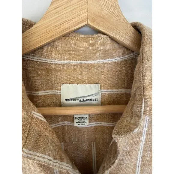 American Eagle Beige Cotton Button Down- Size XS - Picture 2 of 5